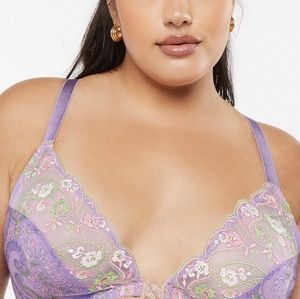 Savage x Fenty Curvy embroidered front close bralette purple bohemian paisley